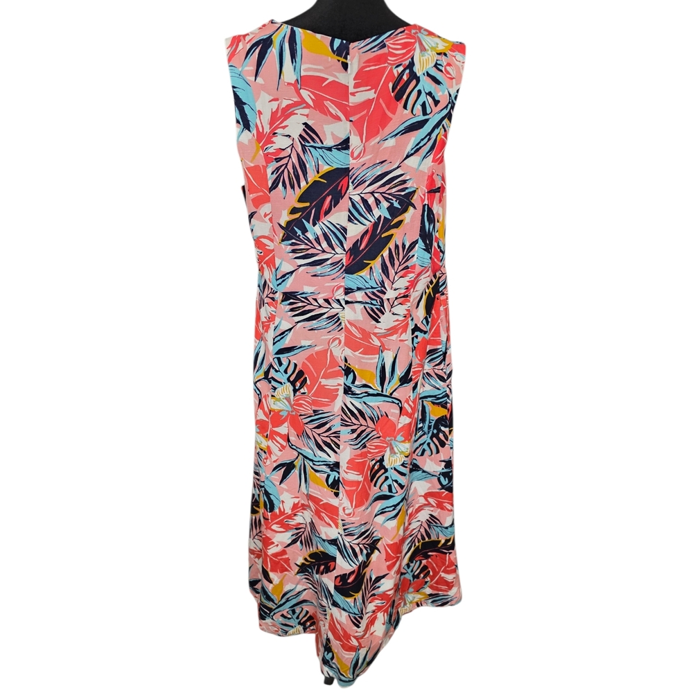Jessica London Tropical Floral Linen Blend Maxi Dress 16W Vacation Resort - Picture 4 of 9
